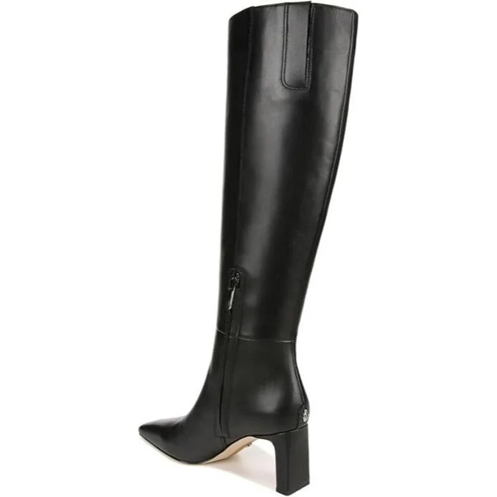 Sam Edelman Women's Sylvia Knee High Boots Size 8.5 Black Leather Stiletto Heel